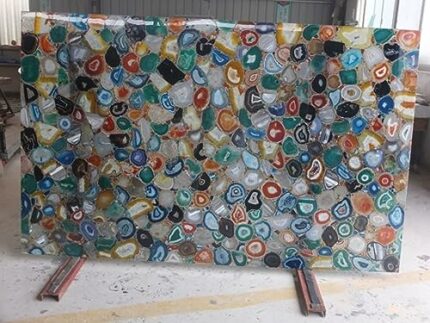 Gifts And Artefacts 48 x 72 Inches Unique Resin Art Dining Table Top with Royal Look Rectangle Shape Mix Agate Stone Slab for Kitchen Decor