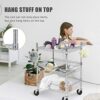Actask Trolley on Wheels, 3-Tier Shelving Storage Unit with Height-Adjustable Shelves Metal Rack, 500lbs Max Weight Capacity for Laundry Bathroom
