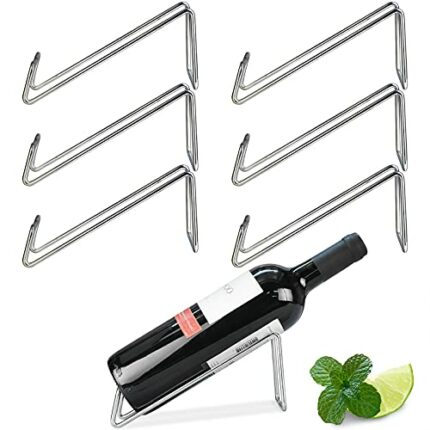 SuproBarware Wine Rack Set of 6- Stainless Steel Single Wine Bottle Holder Rack, Stylish Wine Bottle Organizer Stand Tray Great for Wine Lovers H