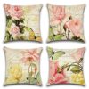 Artscope Set of 4 Waterproof Cushion Covers 45x45cm, Decorative Flamingo and Pink Flowers Pattern Throw Pillow Covers, Perfect to Outdoor Patio G
