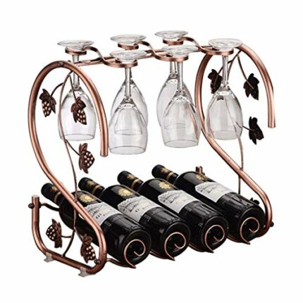 EYLINK Wine Racks,Wine Bottle Rack，Geometric Metal Wine Holder Free Standing Iron Art Wine Glass Racks for Bar Cabinet Pantry Kitchen Display Rac