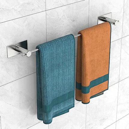 Towel Rail for No Drilling,Self Adhesive Towel Holders Bathrooms 80cm Brushed Stainless Steel Base can be Adjusted,Wall Mounted Hand Towel Holder