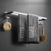 Bathroom Towel Rack Double Rod 304 Stainless Steel Towel Shelf Wall Mounted Thick Towel Rail Extension Bathroom Pendant Chrome Bath Towel Shelves