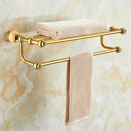 HIGOH Towel Racks,Bathroom Towel Rack Wall Mounted Towel Holder,Bath Hardware Copper Jade Accessories Towel Rack/Bar,Bath Shelf,Towel Holder Bras