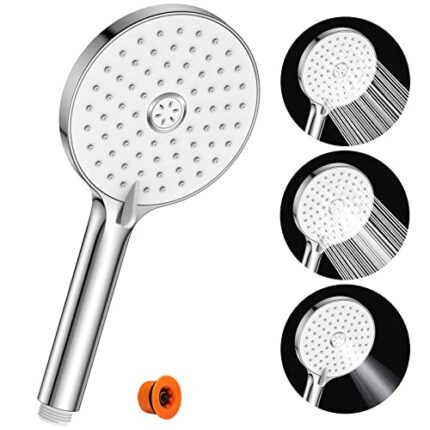 Shower Head High Pressure Handheld - SREWOHS PRO Power Shower Head Low Pressure Shower Heads Pressure Boosting Large Shower Head with 3 Spary Mod