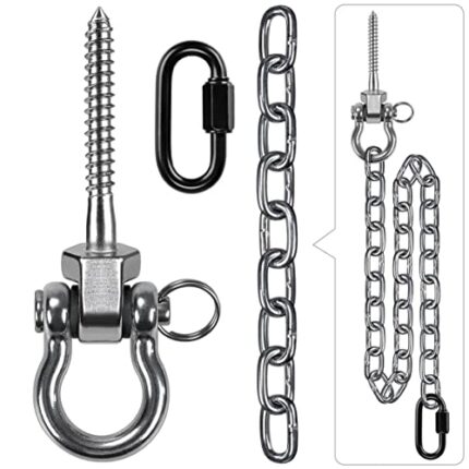 BeneLabel Hanging Kits Hammock Chair Hardware, Screw Bracket Heavy Duty Swing Hook and 1M Chain for Indoor Outdoor Playground Hanging Chair Hammo