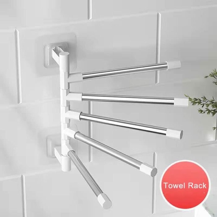 MIAOHY Bathroom Towel Rack Rotatable Towel Holder Space Aluminum 2/3/4/5-Bar Towel Hanger Kitchen Shelf Paper Hanging Wall Mounted (Size : 2)