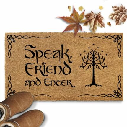 Speak Friend and Enter Doormat 30x17 Inch, The Lord of the Rings Merchandise Welcome Mat Funny, Speak Friend and Enter Welcome Mat, Lotr Gifts, L