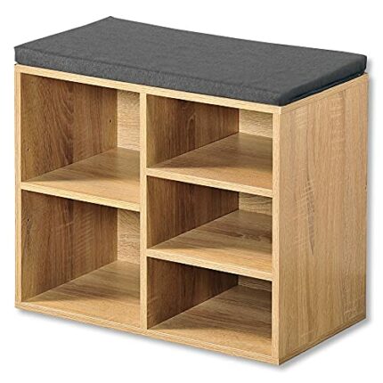 Kesper Shoe Cabinet with Seat Cushion, 51.5 x 29.5 x 48 cm, Wood, Natural, One Size