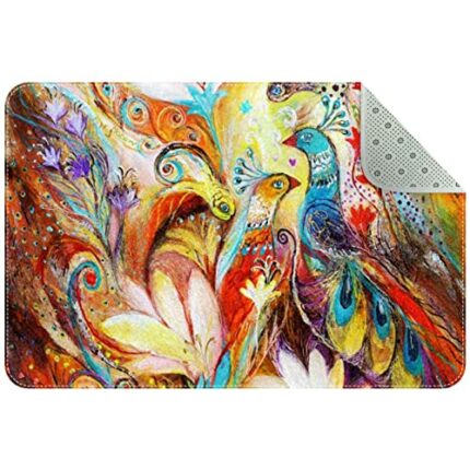 VBFOFBV Door Mat, Outdoor Indoor Doormat, Durable Floor Mat Non Slip Rug, Front Doormat for Entryway, Patio, Peacock Flower Floral Vintage Art