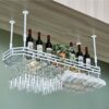 OUSIKA Wine Racks,Wine Lovers/Wall Wine Rack Hanging Wine Glass Rack Bar Creative Wine Rack Upside down Goblet Rack Ceiling Decoration Shelf for