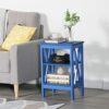 VECELO End Side Table with Storage Shelf, Nightstands for Living Room, Bedroom, Wood, Blue, X-Design Furniture