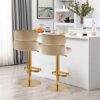 ADEADE Velvet Swivel Adjustable Heigh Bar Stools Set of 2 Kitchen Island Heigh Bar Chairs with Backs Counter Height Bar Stools Gold Legs Round Up