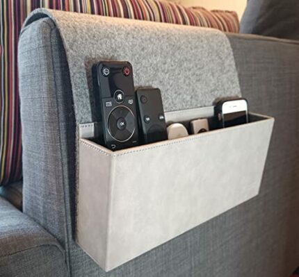 Connected Essentials Armchair Caddy TV Remote Holder Sofa Armrest Organiser 2 Large Pockets Couch Remote Holder Grey – CEG-62
