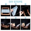 AHANDMAKER Vinyl Record Storage Holder - Stacks up to 50 Albums, Solid Wood with Crystal Clear Acrylic Record Holder - Desktop Vinyl Record Stora