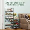 ciecie Shoe Rack for Closet and Entryway, 10 Tiers Shoe Shelf Organizer and Storage for 20-24 Pairs of Shoes and Boots, Space Saving Shoe Shelf w