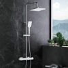 MORADO Thermostatic Shower System,Adjustable Height Thermostatic Shower Set,Shower Bar Set with Rainfall Shower Head and 3-Functions Hand Shower,