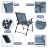 VICLLAX 2 Pieces Patio Folding Chairs, Outdoor Portable Dining Chairs for Lawn Garden and Porch, Dark Blue