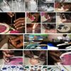 42 x 42 Inches Pietra Dura Art Kitchen Table for Home Furniture Decor Black Round Shape Marble Dining Table Top