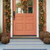 Blue Striped Outdoor Rug, 3'x5' Cotton Hand-Woven Reversible Area Rug Fall Front Porch Rug Washable Front Door Mat Welcome Layered Halloween Door