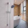 Nicoone Hand Shower Bracket,Adjustable ABS Shower Rail Head Slider Clamp Holder Bracket for a Standard 19mm Round Shower Riser Rail