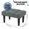 BRIAN & DANY Small Footstool Ottoman, Linen Wooden Foot Stool Ottoman with Wood Legs, Sofa Footrest Extra Seating for Living Room Entryway Office