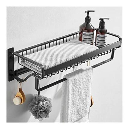 HIGOH Towel Rack Towel Rack Nail or Nail Free Towel Rack Shelf, Bathroom Alumibathroom Shelf Accessories, Wall Mounted Towel Holder Towel Storage