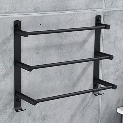 TBIIEXFL Towel Rack Towel Holder with Hook Stainless Steel Bathroom Accessories Wall Shelf (Color : Argento, Size : 50cm)