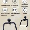 BOZKOA Reusable Suction Cup Towel Holder for Bathroom Wall,Matte Black Towel Ring & Towel Racks for Bathroom,Modern and Stylish Hand Towel Holder