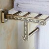 Vintage Double Layer Towel Bar Wall Mounted Towel Holder Rack Rail Stainless Steel Bathroom Accessories Towel Holder Retro Antique Shower Towel S