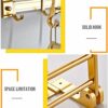 Towel Rack Bathroom Towel Rail Foldable Aluminum Storage Rack Wall Mounted Rustproof Double Layer Towel Bars with 7 Hook Drilling Installation