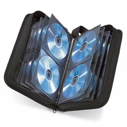 Hama CD Wallet for 104 Discs, CD/DVD/Blu-ray (folder for storage, space-saving for the office, car and at home), Black