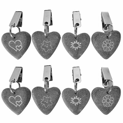 Divono 8Pcs Table Cloth Clips For Outside Table,Tablecloth Clips,Curtain Weights Pendant Heart Shape Stone With Metal Clips For Outdoor Party Pic