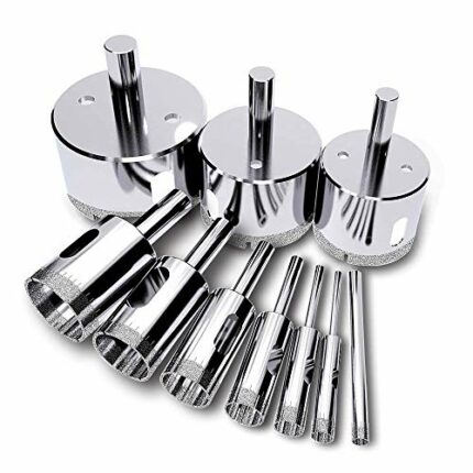 Tile Hole Cutter Set, (10 Pcs Tile Hole Saw), Diamond Drill Bit, Diamond Hole Saw (Remover Tools for Glass, Porcelain, Ceramic, Granite Stone) 4-