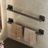 ANMEISH Self Adhesive Towel Rail,40CM Sticky Towel Holder,Anti Rust Stick on Towel Rack, Single Wall Mounted Towel Bars for the Bathroom Kitchen