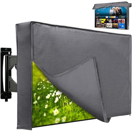 Outdoor TV Cover 40-43 Inch with Bottom Seal, 600D Weatherproof TV Screen Protectors with Waterproof Zipper, Remote Controller Storage Pocket, Ve