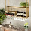 Qunine Wine Glass Hanging Rack, Wall Mounted Wine Rack,Bottle & Glass Holder,Clear Storage Store Red, White, Champagne, Floating Wine Shelf and G