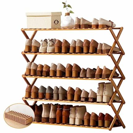 Kaoolaa Shoe Rack Natural 5 Tier 40inch