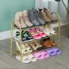 Urban Iron Metal Gold Shoe Rack,Premium Large 3 Tier Shoe Stand,Free Standing Shoe Organizer for Bedroom,Closet,Entryway,Apartment