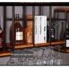 Wine Racks Kitchen Bar Unit Storage Shelves Wall Holder, Wine Bottle and Glass Holder, Wall-Mounted Wine Goblet Stemware Holder - Metal Wrought i