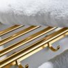 Towel Rack Bathroom Towel Rail Foldable Aluminum Storage Rack Wall Mounted Rustproof Double Layer Towel Bars with 7 Hook Drilling Installation
