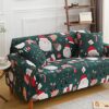 Stylishbed Christmas Sofa Cover Slipcover Soft Polyester Santa Claus Printed Sofa Protector with Elastic Bottom (3 Seater,190cm-230cm)