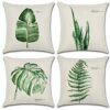 Artscope Set of 4 Decorative Cushion Covers 45x45cm, Tropical Plants Waterproof Throw Pillow Covers, Perfect to Outdoor Patio Garden Bench Living