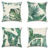 Artscope Set of 4 Decorative Cushion Covers 45x45cm, Tropical Plants Waterproof Throw Pillow Covers, Perfect to Outdoor Patio Garden Bench Living