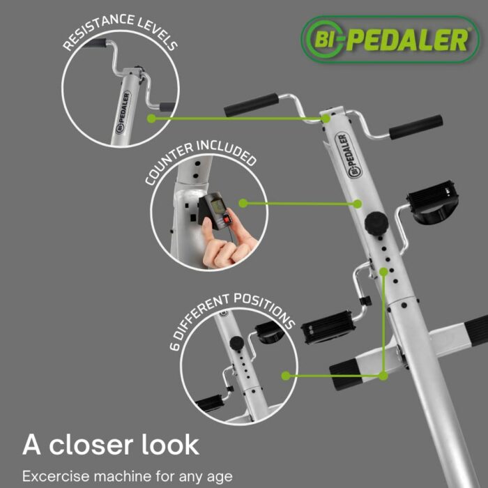 Bi Pedaler Static Pedal Bicycle (New+Calorie Counter), Foldable, Exercise Legs and Arms, 6 Different Heights, Different Levels of Resistance, Fit