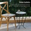 VONLUCE Mosaic Side Table and Plant Stand, 53.5cm Round Side Table with 36cm Ceramic Tile Top, Indoor and Outdoor Accent Table, Outdoor Patio Bis