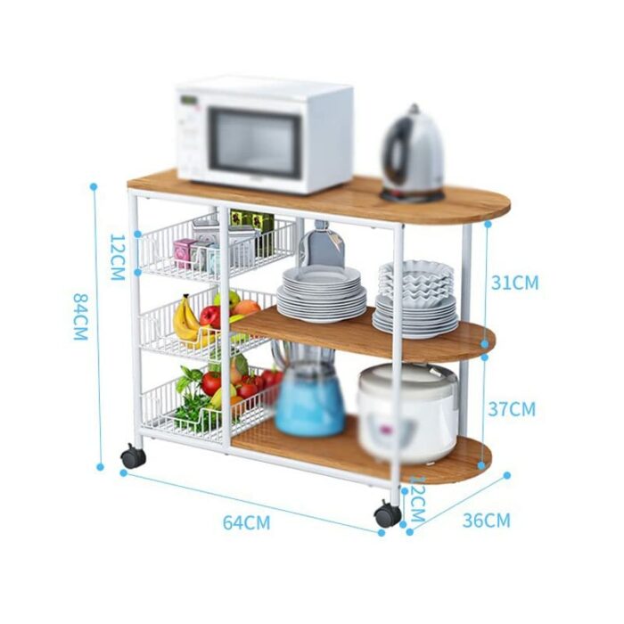 BHVXW Kitchen Furniture Multi-layer Partition Multifunctional Storage cart With Wheeled Kitchen Trolley (Color : Argento, Size : 84cm*64cm)