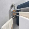 Bathroom, Wall Mounted Towel Rack Stainless Steel Bath Rack Swivel Towel Rail Holder with 2 Swivel Bars, Swing Towel Holder for Kitchen, Bathroom