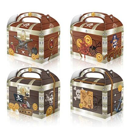 Treasure Chest Party Favor Box，Pirate Treasure Chest For Kids，Pirate Birthday Party Supplies,12Pce Pirate Gift Box