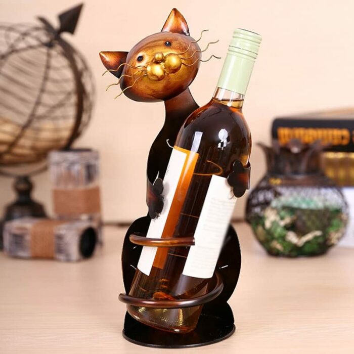 maozi Rack Wine Holder Shelf Metal Practical Sculpture Wine Stand Home Decoration Interior Crafts